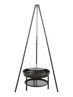 Bålpanne tripod med bålfat og rist - Grillexpert