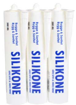 Bygg- & sanitærsilikon klar 3 x 300 ml