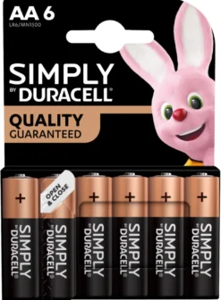 Duracell Simply AA alkaliske batterier 6-pk.