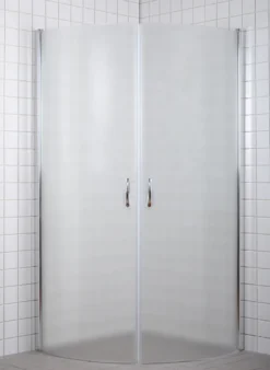 Dusjhjørne m/buede dører i frostet glass 90 x 90 x 190 cm