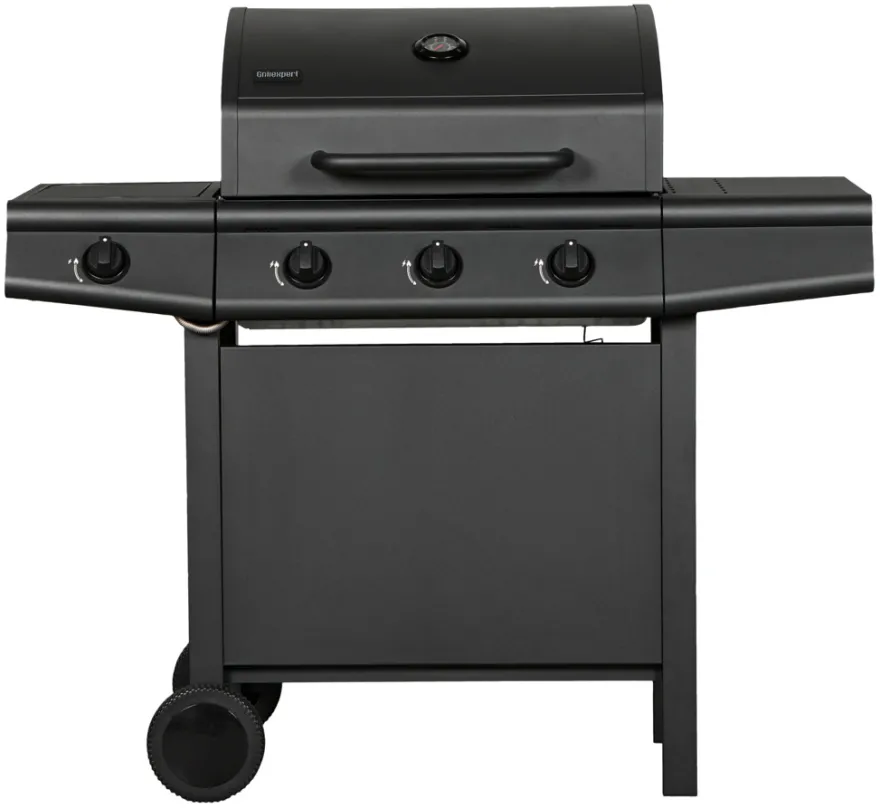 Gassgrill 3 brennere og sidebrenner svart - Grillexpert