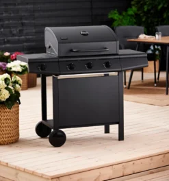 Gassgrill 3 brennere og sidebrenner svart - Grillexpert