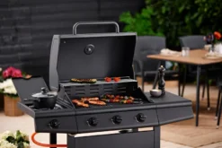 Gassgrill 3 brennere og sidebrenner svart - Grillexpert
