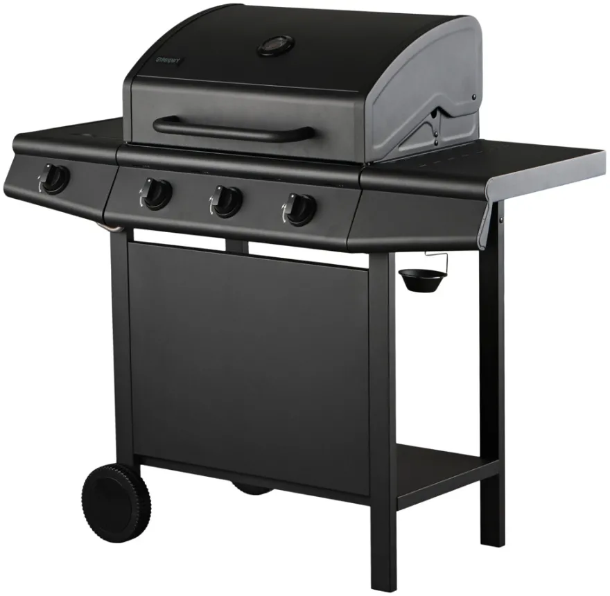 Gassgrill 3 brennere og sidebrenner svart - Grillexpert