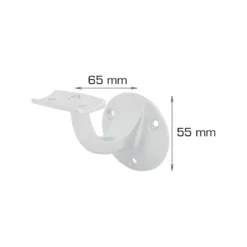 Gelenderbeslag 65 x 55 mm hvit