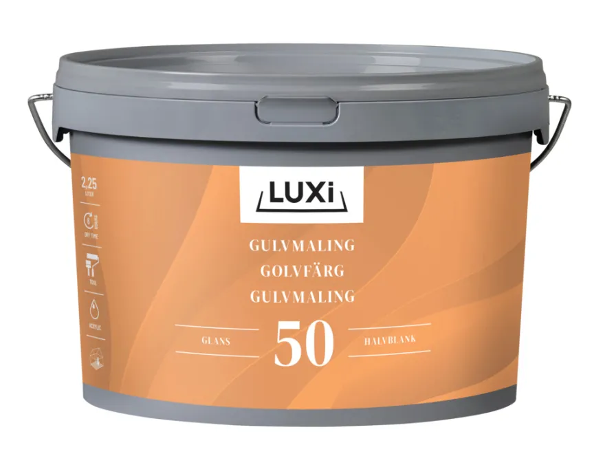 Gulvmaling akryl lys grå 2,5 liter – Luxi