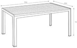Hagebord Havanna 150 x 90 cm i alu/nonwood - Sunlife®
