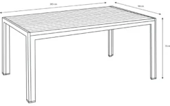 Hagebord Havanna 205 x 90 cm i alu/nonwood - Sunlife®