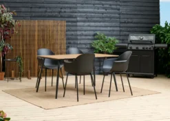 Hagebord Beijing svart/teak 148 x 85 cm - Sunlife®