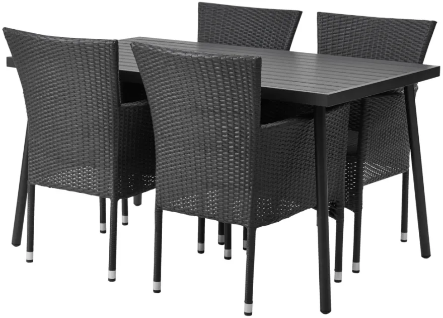 Hagestol Bangkok i metall og svart polyrotting - Sunlife®