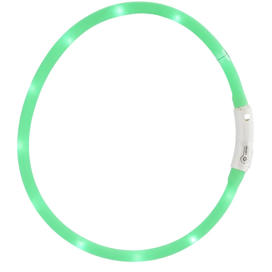 Halsbånd med LED grønn 20-60 cm
