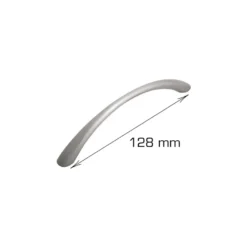 Håndtak flat bue stål 128 mm - 2 stk.