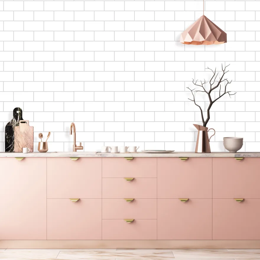 Kitchenline Kjøkkenplate White Brick 610 x 610 mm