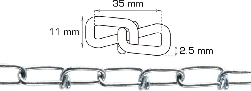 Kjetting Ø2,5 mm x 2 meter