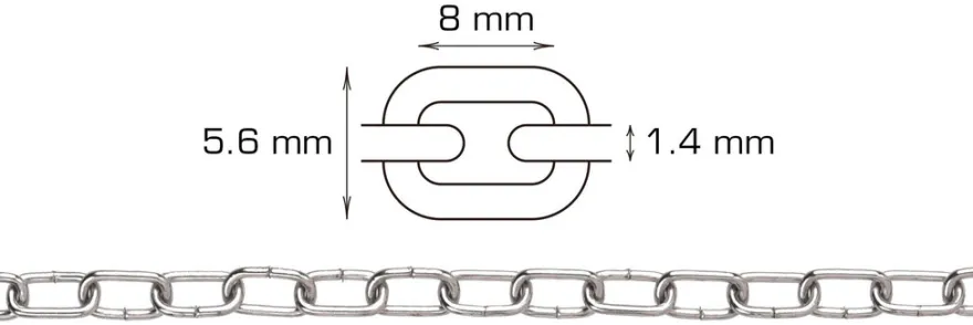 Kjetting Ø1,4 mm x 2 meter
