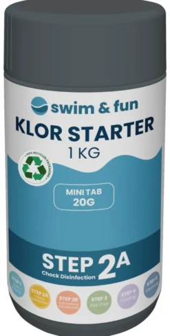 Klor Starter hurtigklor 20 gr tabl. 1 kg - Swim & Fun