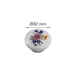 Knott porselen hvit deko 32 mm - 2 stk.