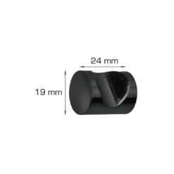 Knott sylinder 19 mm svart - 2 stk.