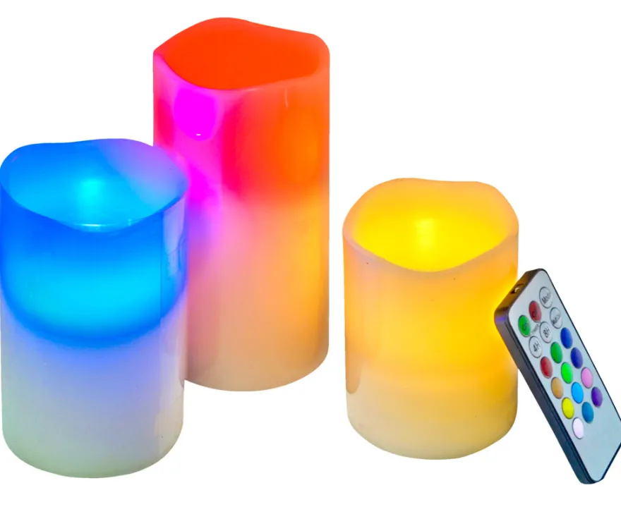 Kubbelys LED med fargeskift og fjernkontroll 3-pk.