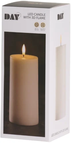 Kubbelys med 3D LED-flamme H15 cm