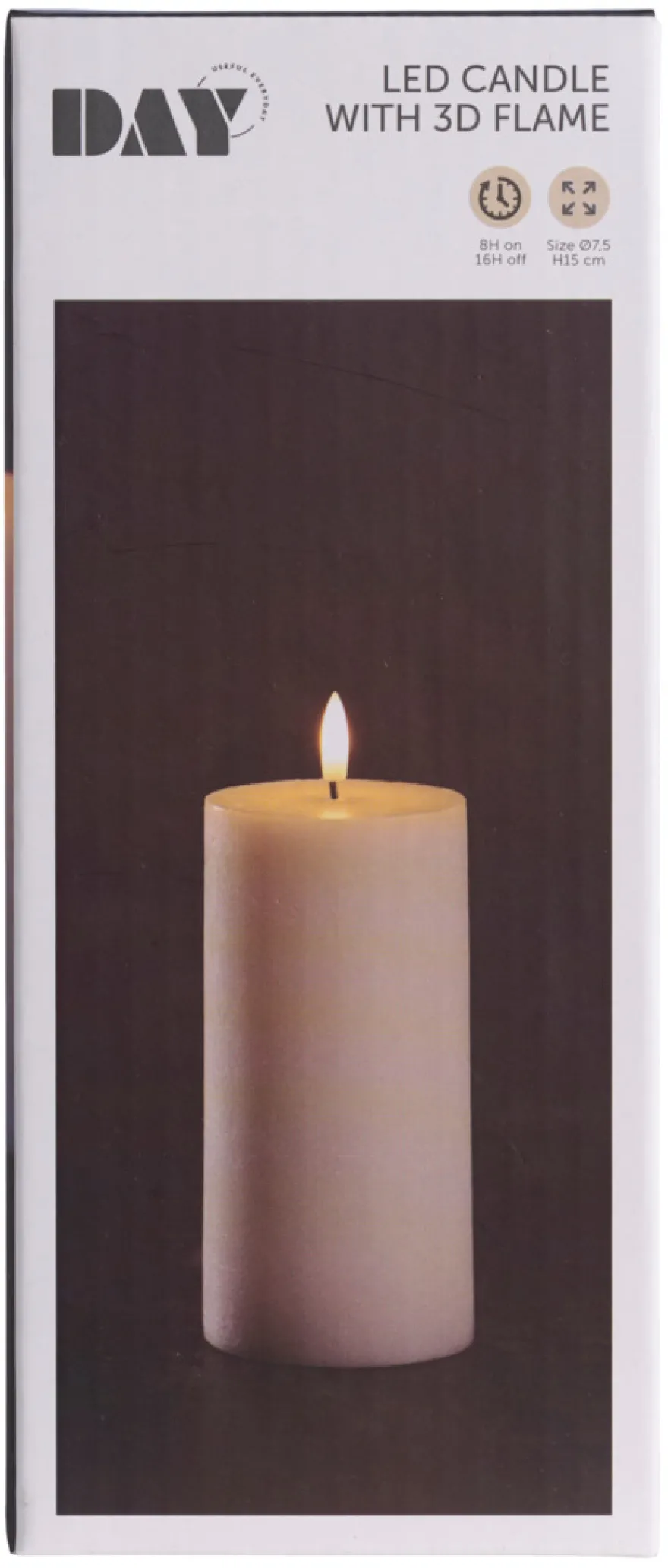 Kubbelys med 3D LED-flamme H15 cm