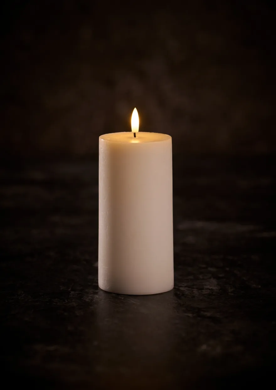 Kubbelys med 3D LED-flamme H15 cm