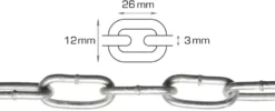 Langlenket kjetting 3 mm x 2 meter