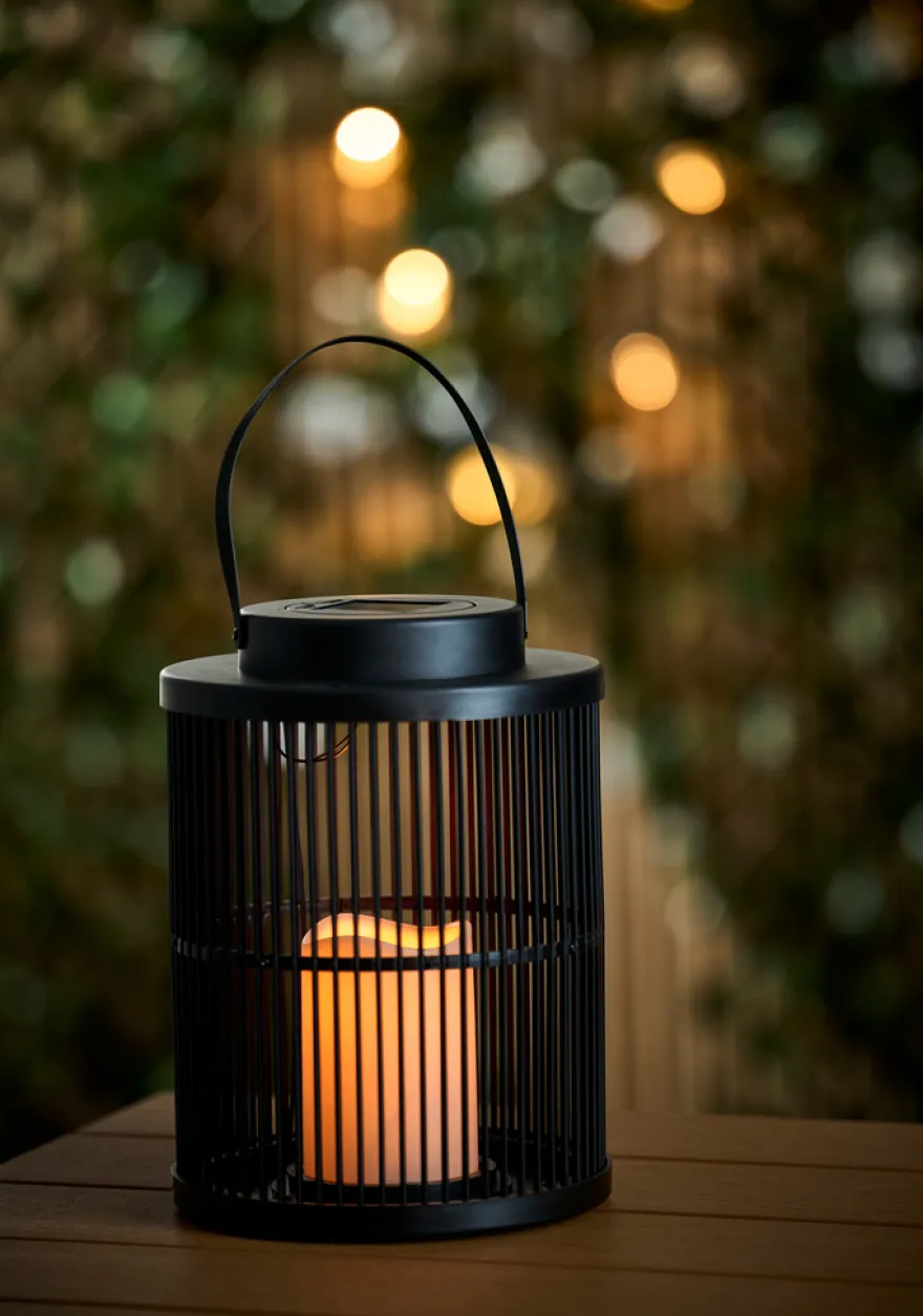Lykt med solcelle svart 18 x 18 x 25 cm - Garden®