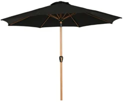 Markedsparasoll Stockholm Ø300 cm svart/teak - Sunlife®