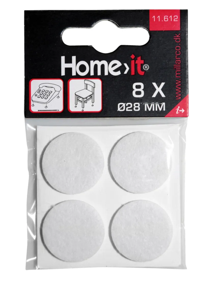 Møbelknotter selvklebende Ø28 mm hvit - 8 stk.