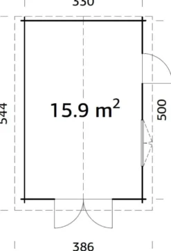 Palmako garasje Tony 15,9 m² 350 x 520 cm