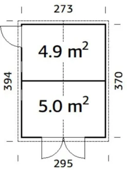 Palmako redskapsbod Aksel 3 - 9,9 m² 273 x 370 cm