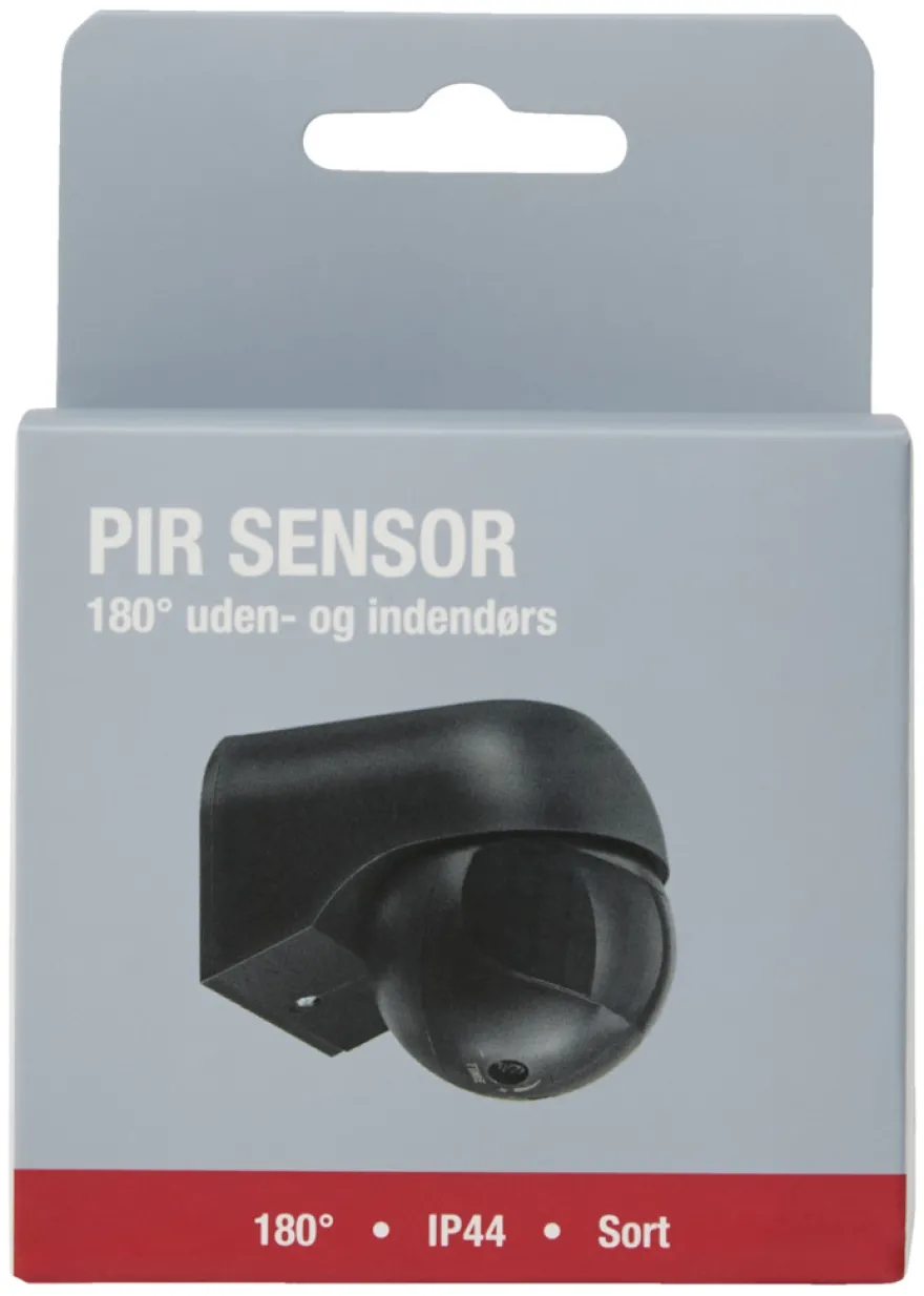 PIR-sensor 180° innendørs/utendørs svart – Elworks