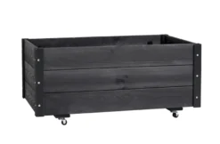 Plantekasse på hjul svart 94 x 54 x 45 cm