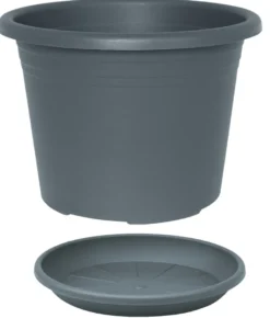 Potte Cylindro plast grå Ø12 cm