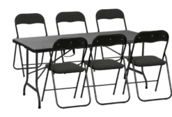 Sammenleggbart bord metall/plast 180 x 75 cm svart