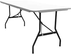 Sammenleggbart bord stål/plast 180 x 75 cm hvit