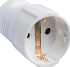 Skjøtekontakt nylon m/jord hvit