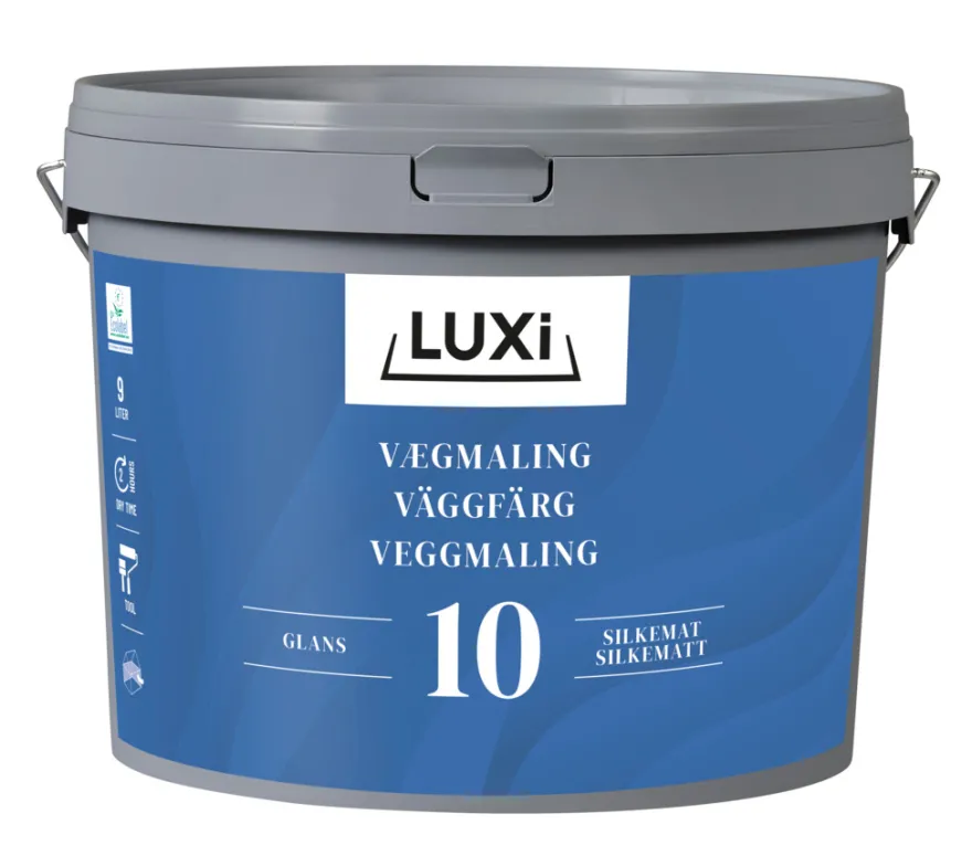 Veggmaling glans 10 motehvit 9,1 liter - Luxi